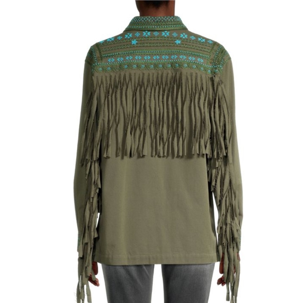 VALENTINO Beaded Boho Western Embellished Fringe Utility Jacket New - Picture 3 of 14